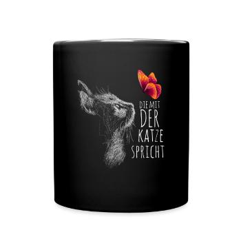Die mit der Katze spricht - Tasse einfarbig - Schwarz - Vorne