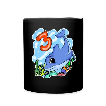 3rd birthday motif dolphin - three years old - Full Colour Mug - black - Front