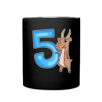 5th Birthday Motif Saiga Antelope - five years - Full Colour Mug - black - Front