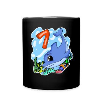 7ème anniversaire Motif Dauphin - sept ans - Mug uni - noir - Devant