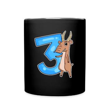 3. Geburtstag Motiv Saiga Antilope - drei Jahre - Tasse einfarbig - Schwarz - Vorne