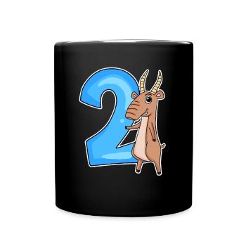 2. Geburtstag Motiv Saiga Antilope - zwei Jahre al - Tasse einfarbig - Schwarz - Vorne