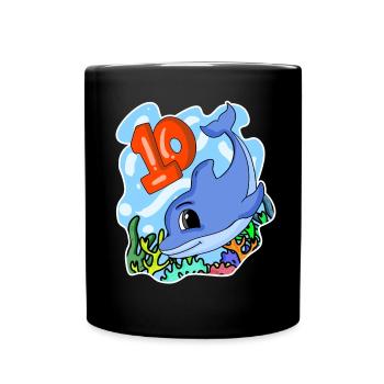 10th Birthday Motif Dolphin - ten years old - Full Colour Mug - black - Front