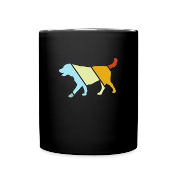 Hund Retro - Tasse einfarbig - Schwarz - Vorne