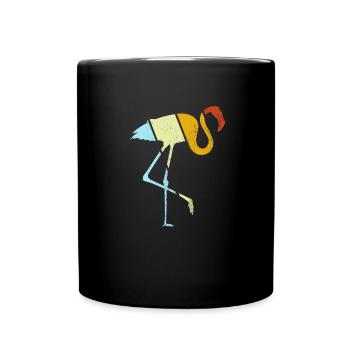 Flamant rose Rétro - Mug uni - noir - Devant