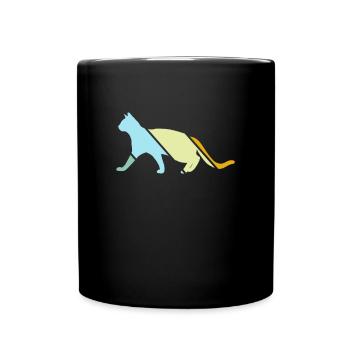 Katze Retro - Tasse einfarbig - Schwarz - Vorne