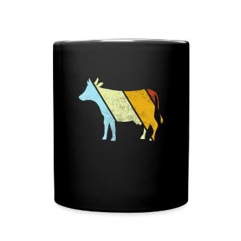 Kuh Retro - Tasse einfarbig - Schwarz - Vorne