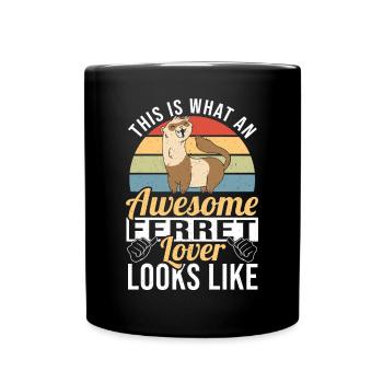 Funny This Is What An Awesome Ferret Lover Looks L - Tasse einfarbig - Schwarz - Vorne
