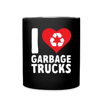 Garbage trucks, garbage day, garbage collection - Full Colour Mug - black - Front