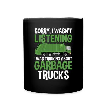 Garbage trucks, garbage day, garbage collection - Full Colour Mug - black - Front