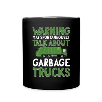 Garbage trucks, garbage day, garbage collection - Full Colour Mug - black - Front