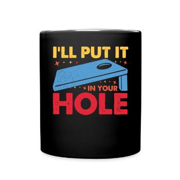 Lustiges Cornhole Corn Hole - Tasse einfarbig - Schwarz - Vorne