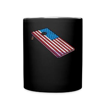 Cornhole Corn Hole Patriotisch - Tasse einfarbig - Schwarz - Vorne