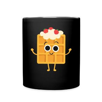 Kawaii waffle - Full Colour Mug - black - Front