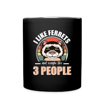 J’aime les furets et peut-être comme 3 personnes Retro Wease - Mug uni - noir - Devant