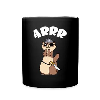 Ferret Pirate Arrr Eye Patch Funny Kids - Full Colour Mug - black - Front