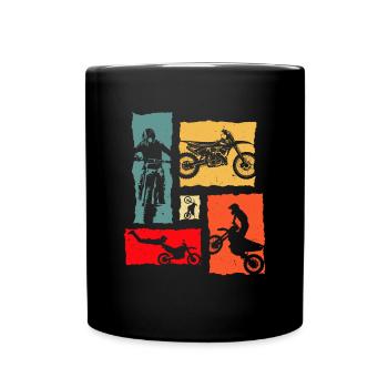 Motocross Retro Dirtbike Stunt Motocross Rider - Full Colour Mug - black - Front