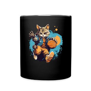 Basketball Cat Basketball Player I Love Basketball - Full Colour Mug - black - Front