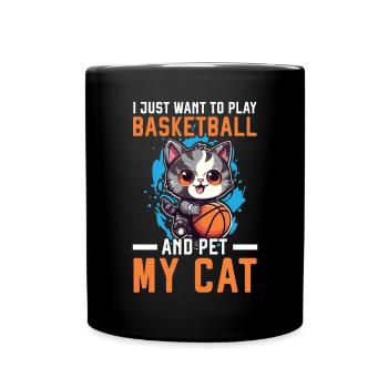 Basketball Cat Basketball Player I Love Basketball - Full Colour Mug - black - Front