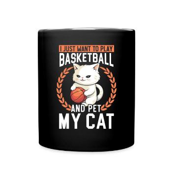 Basketball Cat Basketball Player I Love Basketball - Full Colour Mug - black - Front