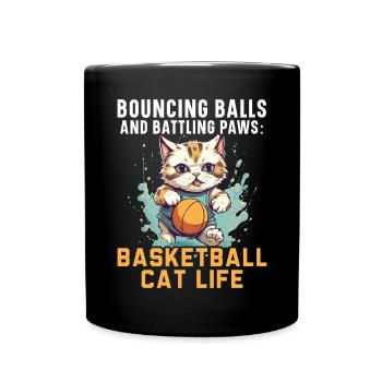 Basketball Cat Basketball Player I Love Basketball - Full Colour Mug - black - Front