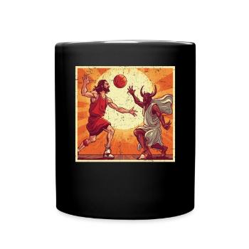 Basketball And Jesus Christ Christian Believer - Full Colour Mug - black - Front