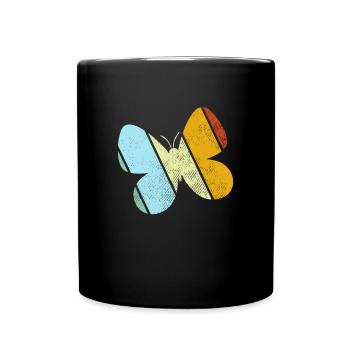 Schmetterling Retro - Tasse einfarbig - Schwarz - Vorne