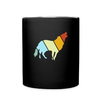 Wolf Retro - Tasse einfarbig - Schwarz - Vorne