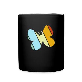 Schmetterling Retro - Tasse einfarbig - Schwarz - Vorne