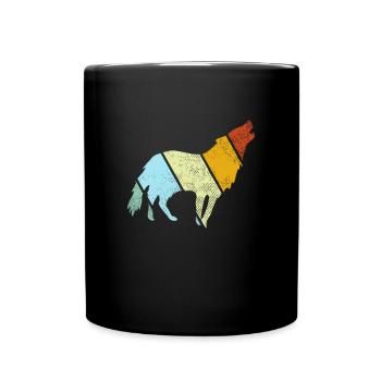 Wolf Retro - Tasse einfarbig - Schwarz - Vorne