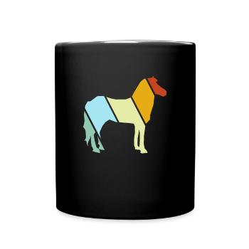 Pferd Retro - Tasse einfarbig - Schwarz - Vorne