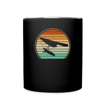 Drachenfliegen Retro Sonne - Tasse einfarbig - Schwarz - Vorne