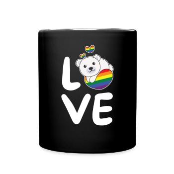 Rainbow Flag Pride LGBTQ Mignon Polar Bear Love - Mug uni - noir - Devant
