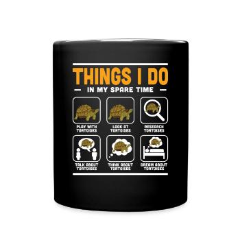 Choses que je fais pendant mon temps libre Hommes Tortue Tortue R - Mug uni - noir - Devant