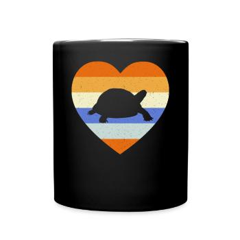 Vintage Heart Tortoise Turtle Reptile Retro - Full Colour Mug - black - Front