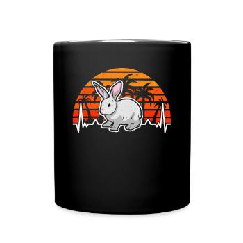 Rabbit Heartbeat Rabbit Retro - Full Colour Mug - black - Front