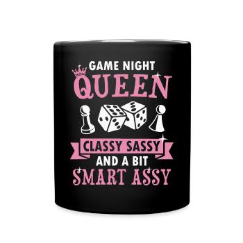 Queen Of Game Night Card Game Broadgame Winner - Full Colour Mug - black - Front
