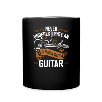 Never Underestimate An Old Man With A Guitar - Full Colour Mug - black - Front