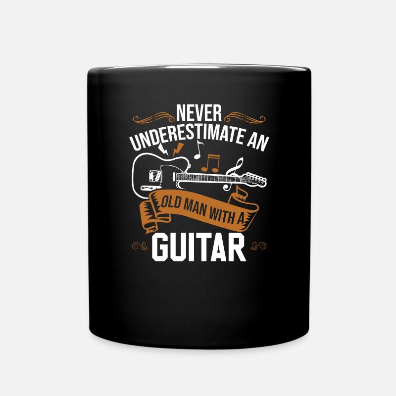 Never Underestimate An Old Man With A Guitar - Full Colour Mug - black
