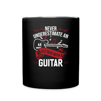 Never Underestimate An Old Man With A Guitar - Full Colour Mug - black - Front