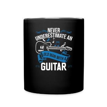 Never Underestimate An Old Man With A Guitar Love - Full Colour Mug - black - Front
