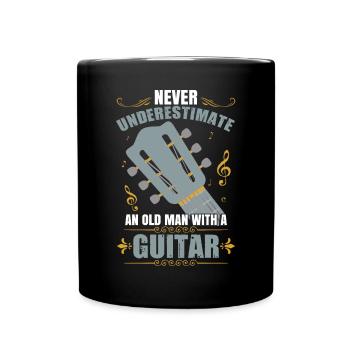 Akustische Gitarre Herren - Tasse einfarbig - Schwarz - Vorne