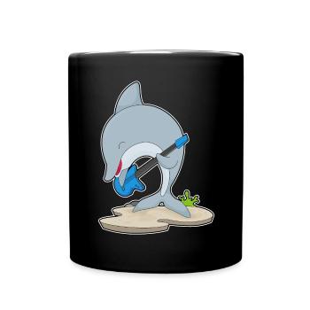 Dolphin Musicien Guitare Musique - Mug uni - noir - Devant