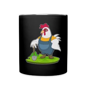 Rooster Farmer Shovel Farm - Full Colour Mug - black - Front