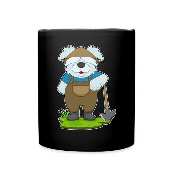 Hund Landwirt Spitzhacke Bauernhof - Tasse einfarbig - Schwarz - Vorne