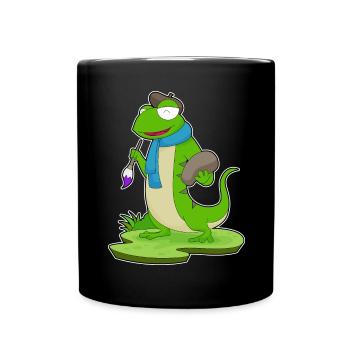 Eidechse Maler Pinsel Malen - Tasse einfarbig - Schwarz - Vorne