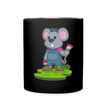 Maus Maler Pinsel Malen - Tasse einfarbig - Schwarz - Vorne