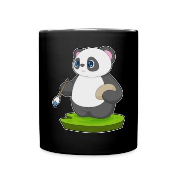 Peinture au pinceau de peintre panda - Mug uni - noir - Devant