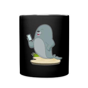 Seehund Smartphone - Tasse einfarbig - Schwarz - Vorne