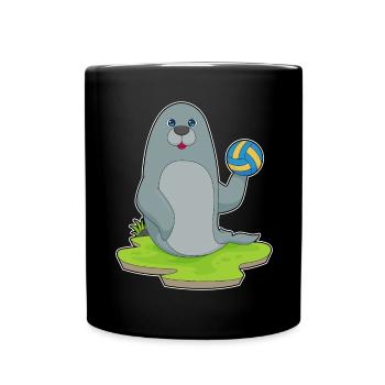 Seehund Volleyballspieler Volleyball - Tasse einfarbig - Schwarz - Vorne